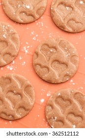 Preparing Sweet Dough For Cookies With Heart Shaped Pattern