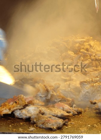Preparing thin meat slice shavings from Kebab Gyro Shawarma cutt