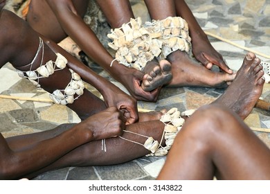 Preparing For Tribal Hyena African Dance , Basarwa Bushman, San People, Botswana,