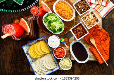 Preperation of fresh spanish mexican food with lots of veggies