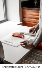 Prepping Steak For Dinner Meal