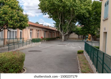 Preschool Building Empty Schoolyard School Playground 