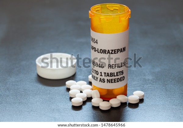 Prescription bottle with backlit Lorezapam
tablets. Lorezapam is a generic prescription anti-anxiety
medication. A concept for mental
health.