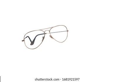 Prescription Glasses With A Thin Metal Frame Isolated On White Background
