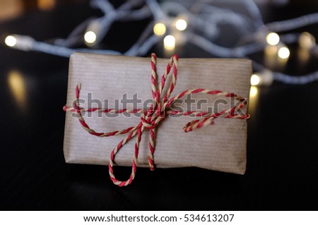 Similar – Image, Stock Photo White gift box with label on wooden table