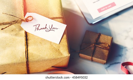Present Thank You Message Note Concept