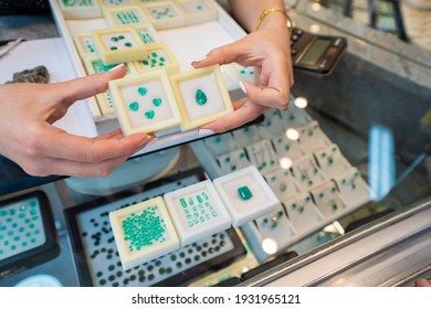 presentation of emeralds in a store, Bogota, Colombia - Shutterstock ID 1931965121