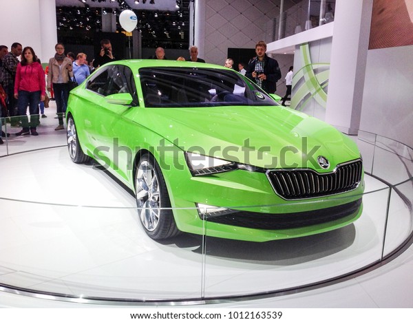 Presentation\
of the new Skoda.\
Moscow, Russia - 30 August, 2014.\
New ideas of\
the auto industry at the Moscow Motor\
Show.
