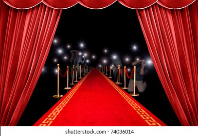 Presentation with red carpet and photographer