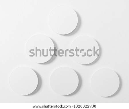 Presentation slide template - a set of paper circle shapes with shadows, 5:4 aspect ratio, black & white image