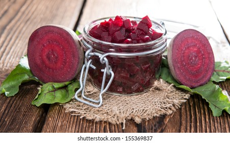 Preserved Beet on wooden background