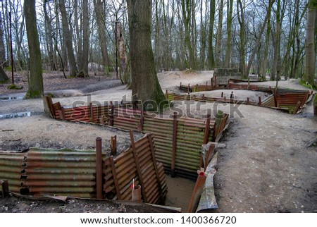 The preserved trenches at Hill 62 Sanctuary Wood on the Western Front near Ypres, Belgium