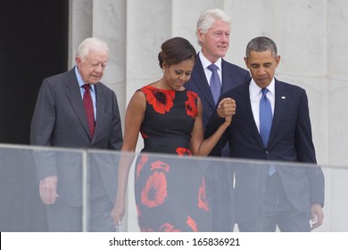 President Barack Obama, Michelle Obama, Presidents Jimmy Carter And Bill Clinton Commemorate The 50th Anniversary Of The March On Washington For Jobs And Freedom August 28, 2013 In Washington, DC.  