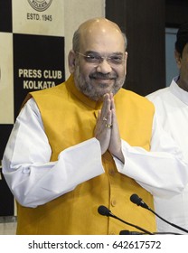 President Of Bharatiya Janta Party Amit Shah Greet During His Press Meets On April 26, 2017 In Calcutta, India.