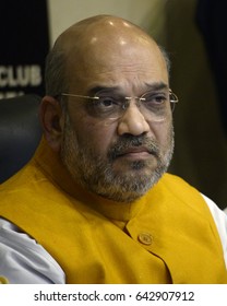 President Of Bharatiya Janta Party Amit Shah React During A Press Meets On April 26, 2017 In Calcutta, India.