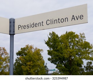 President Clinton Ave in front of the President Clinton Library in Little Rock,Arkansas.