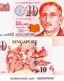 President Encik Yusof Bin Ishak, Portrait From Singapore 10 Dollars 2005 Banknotes. 