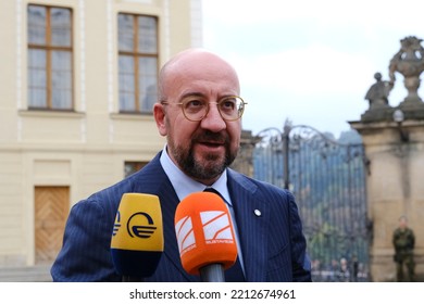 President Of The European Council Charles Michel Arives To Attend In A Meeting Of The European Political Community In Prague, Czechia On October 7, 2022.