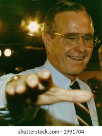 President George H. W. Bush At A Campaign Event In Connecticut In August 1992