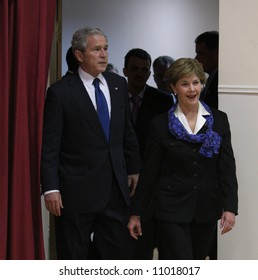 President George W. Bush With Wife Laura Bush