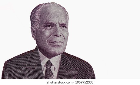 President Habib Ben Ali Bourguiba, Portrait from Tunisia 5 Dinars 1983 Banknotes.