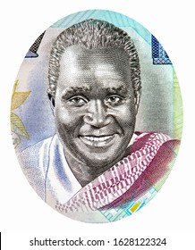 President Kenneth Kaunda. Portrait From Zambia 10 Kwacha 1986  Banknotes. 