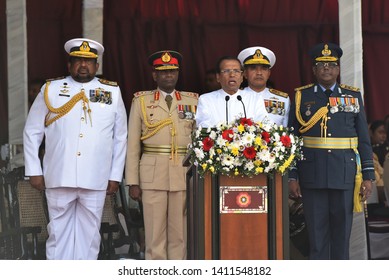 President Maithripala Sirisena Delivers A Speech At The National War Memorial During A Commemoration Ceremony To Mark The 10th Anniversary In Battaramulla In Colombo, Sri Lanka, 19 May 2019