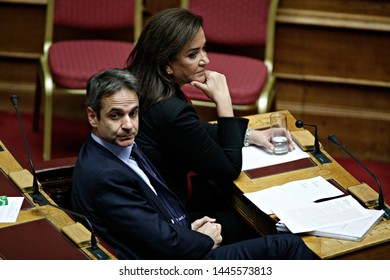 President Of New Democracy, Kyriakos Mitsotakis Attends In A Discussion At The Plenary Hall Of The Greek Parliament In Athens, Greece On Dec. 22, 2015