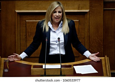 President Of PASOK, Fofi Gennimata Gives A Speech In The Plenary Of Greek Parliament About Corruption In Athens, Greece On Oct. 10, 2016 