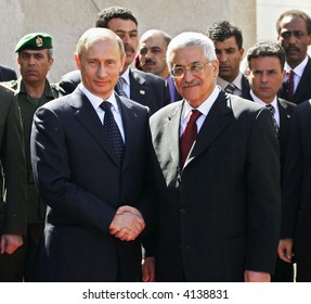 President Of Russia Vladimir Putin And President Of Palestinian National Authority Mahmoud Abbas