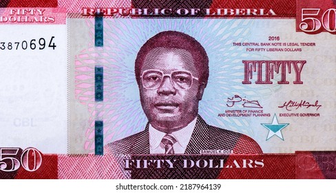 President Samuel Kayon Doe. Portrait From Liberia 50 Dollars Banknotes.