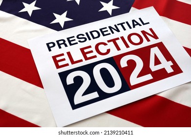 Presidential Election 2024 Written over Waving American Flag - Shutterstock ID 2139210411