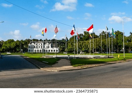 Presidential palace at Independence square in Paramaribo, Suriname, South America