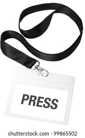 Press badge or ID pass isolated on white background, clipping path included