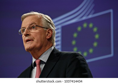 Press Conference By European Chief Negotiator For The United Kingdom Exiting The European Union Michel Barnier In Brussels, Belgium On Feb. 9, 2018.
