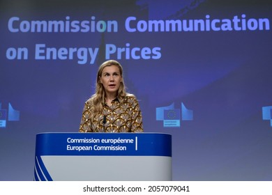 Press Conference By European Commissioner Kadri SIMSON On The Energy Prices Communication In Brussels, Belgium On October 13, 2021.