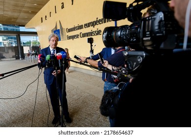 Press Conference By Paolo GENTILONI, European Commissioner For Economy On The Summer 2022 Economic Forecast In Brussels, Belgium On July  14, 2022.