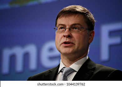 Press Conference By Valdis Dombrovskis, Vice-President Of The European Commission In Brussels, Belgium On Mar. 23, 2017 