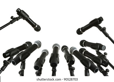 Press Conference Microphones Isolated On White