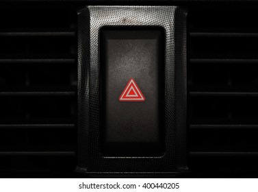 Press The Emergency Light Button, Man Pressing Red Triangle Car Hazard Warning Button.