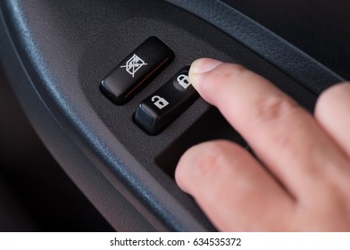 Press The Inside Car Door Lock Button