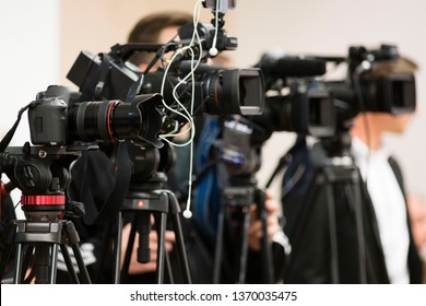 Press And Media Photographer On Duty In Public News Coverage Event For Reporter And Mass Communication