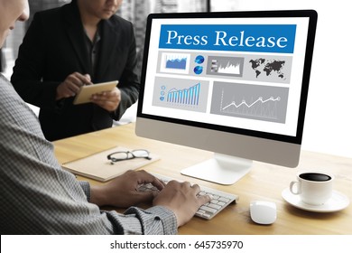 Press Release  Concept, Thoughtful Male Person Looking Computer