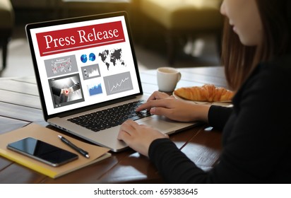 Press Release  Concept, Thoughtful Male Person Looking Computer