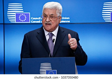 Press Statement By President Of The State Of Palestine And Palestinian National Authority Mahmoud Abbas At The European Union Headquarters In Brussels, Belgium On Jan. 22, 2018. 