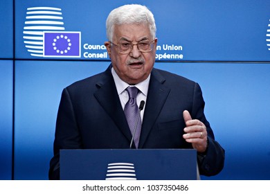 Press Statement By President Of The State Of Palestine And Palestinian National Authority Mahmoud Abbas At The European Union Headquarters In Brussels, Belgium On Jan. 22, 2018. 