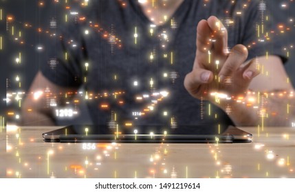 pressing document icon over computer binary code 