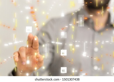 pressing document icon over computer binary code 