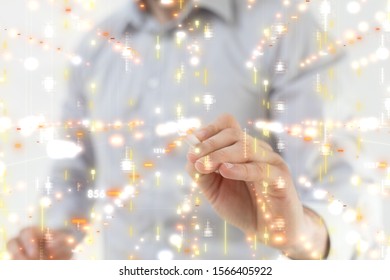 pressing document icon over computer binary code 