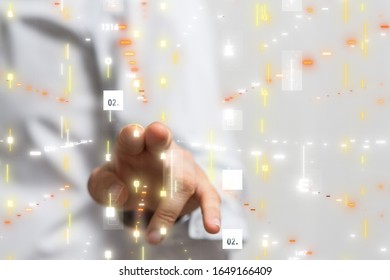 pressing document icon over computer binary code 